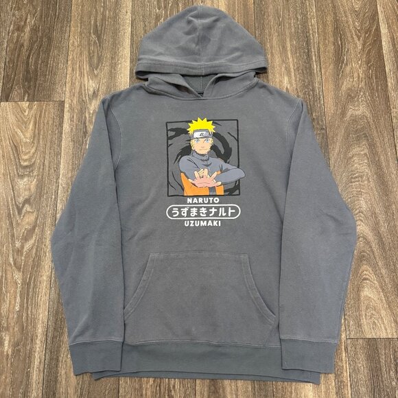 Vintage Naruto Shippuden Hoodie Men's Large Gray Shonen Jump Anime VIZ Media Y2K - Picture 1 of 8